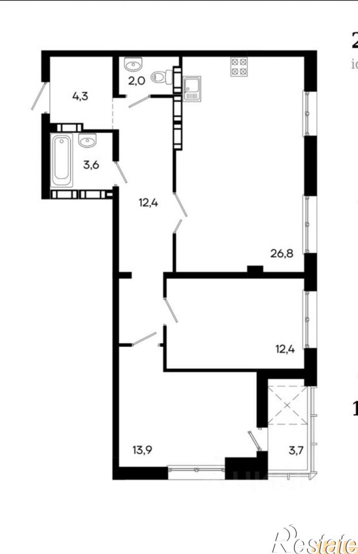 2-комн квартира Севастопольская улица, 41,  д. 41