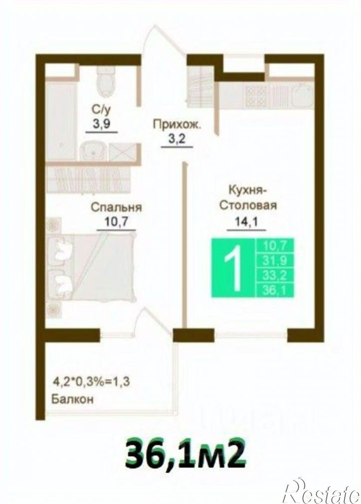 1-комн квартира проспект Александра Суворова, 15 к4,  д. 15 к4