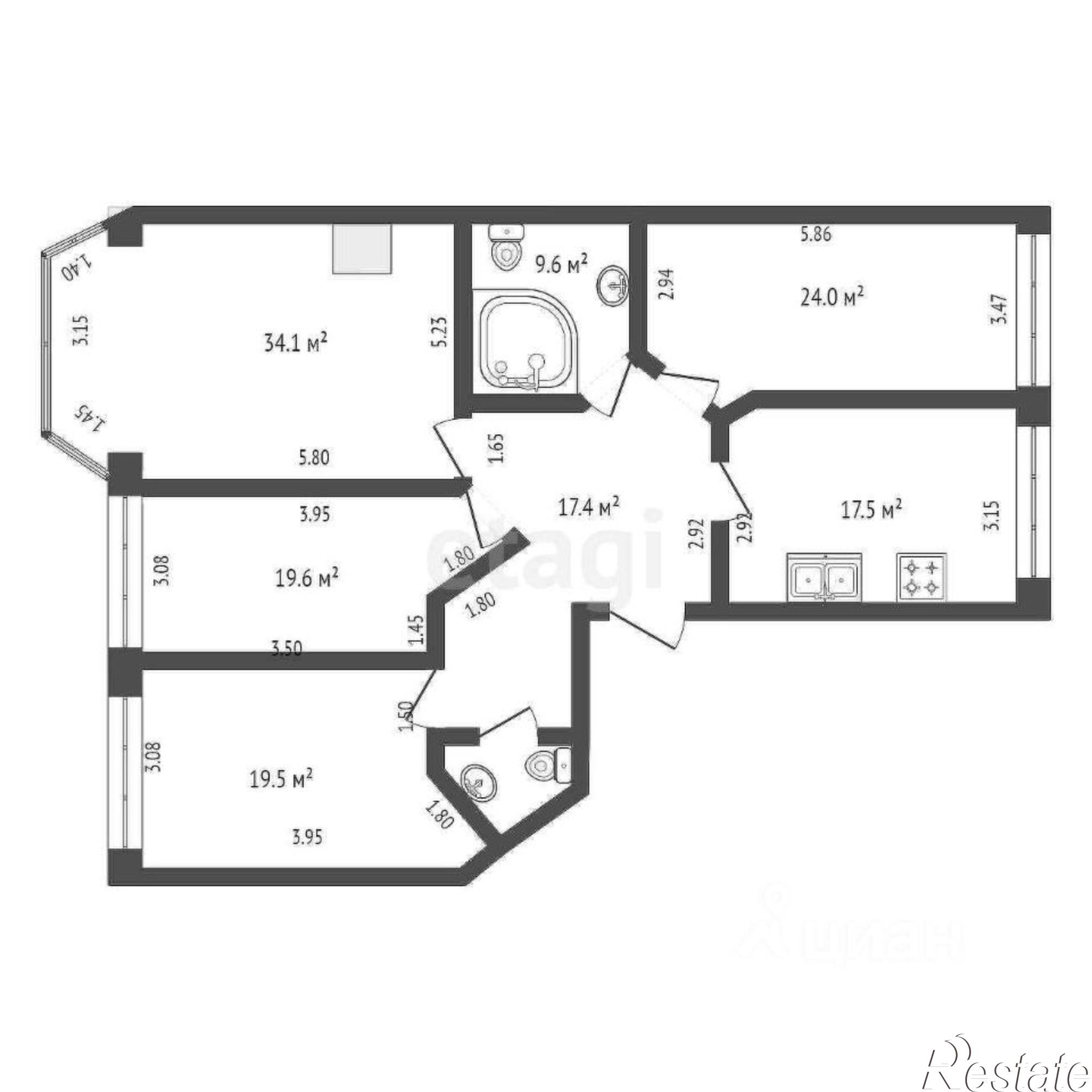 Купить квартиру за 27 000 000 рублей на Луговая улица, 12