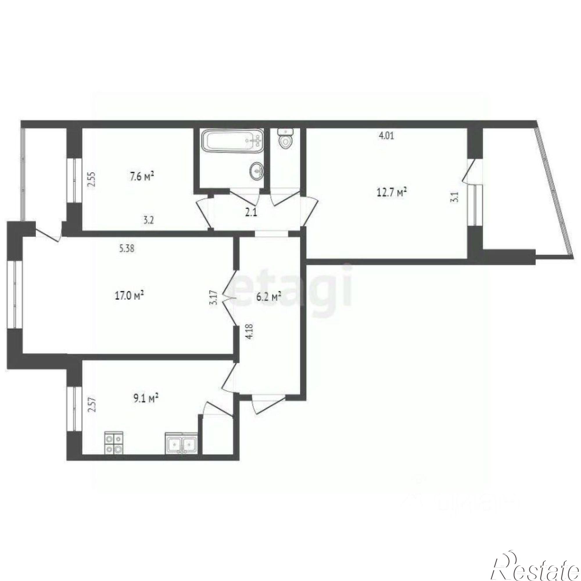 Купить квартиру за 10 300 000 рублей на улица Героев Сталинграда, 1