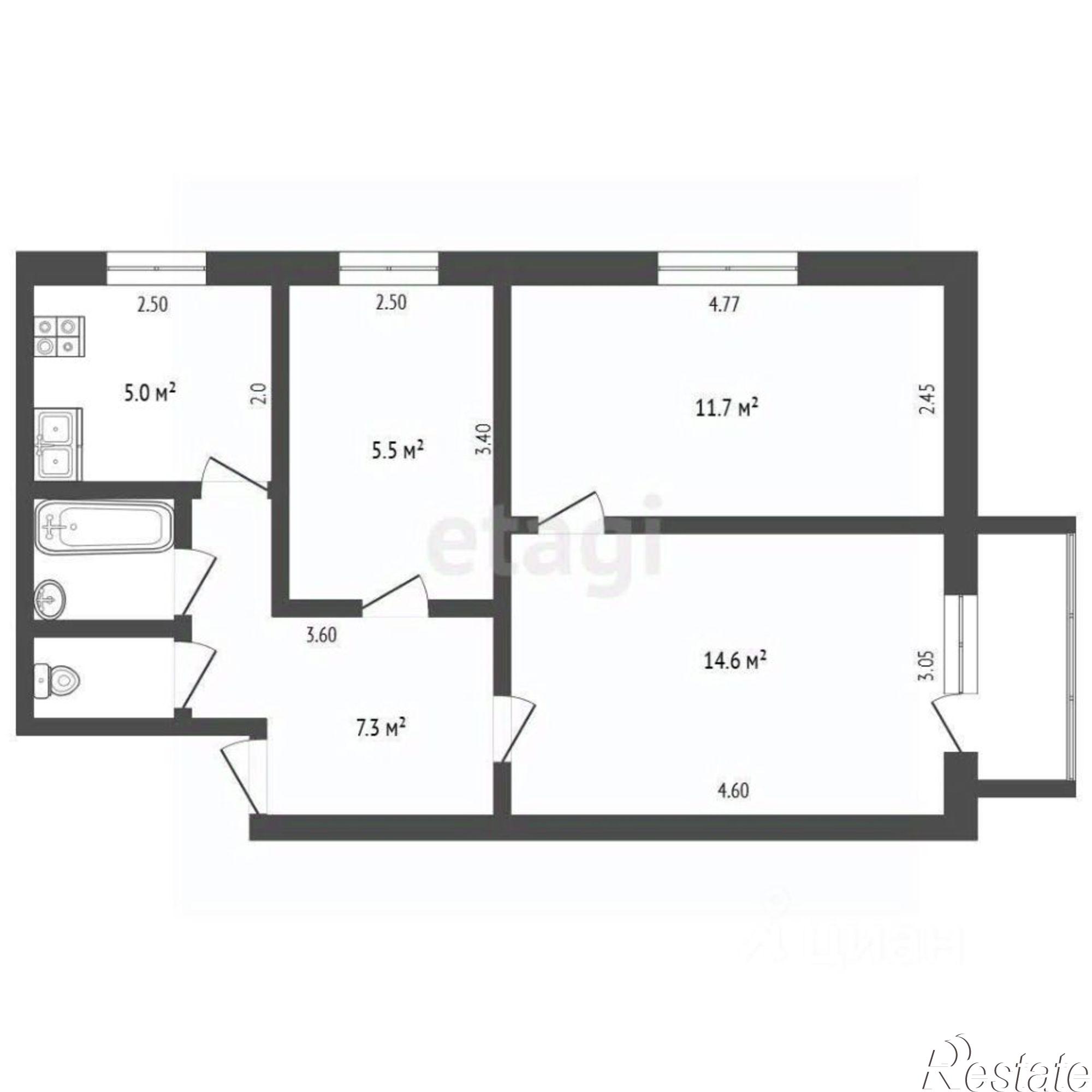 Купить квартиру за 7 500 000 рублей на Первомайская улица, 17