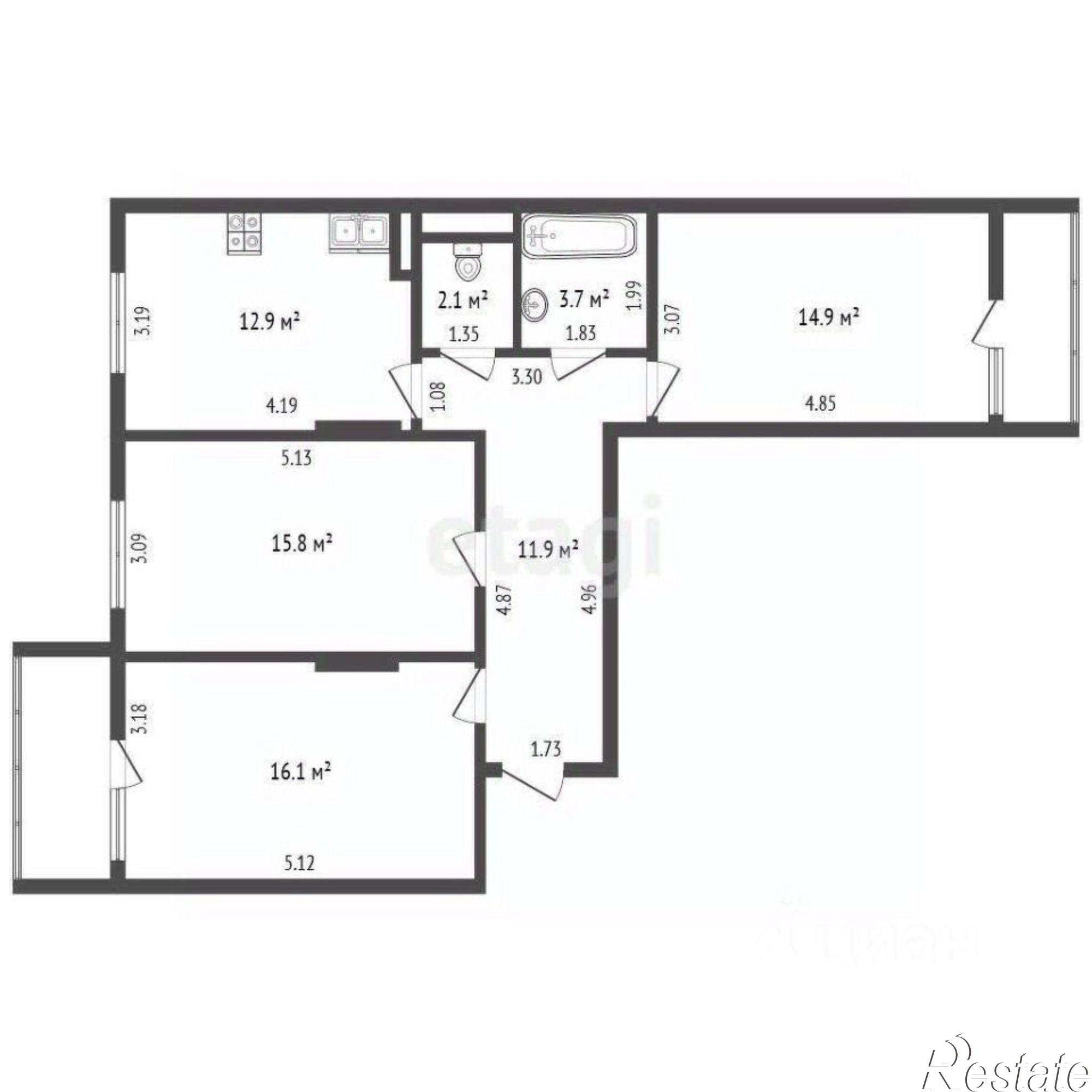 Купить квартиру за 14 100 000 рублей на Мраморный пер, 19