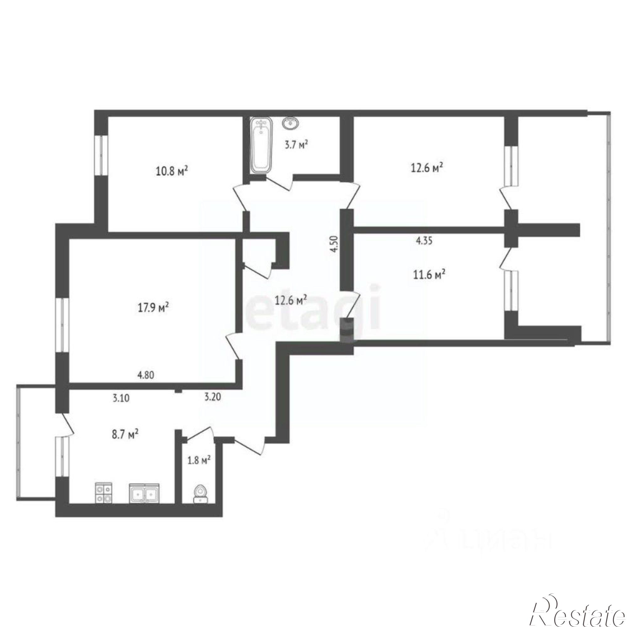 Купить квартиру за 10 000 000 рублей на улица Туристов, 33