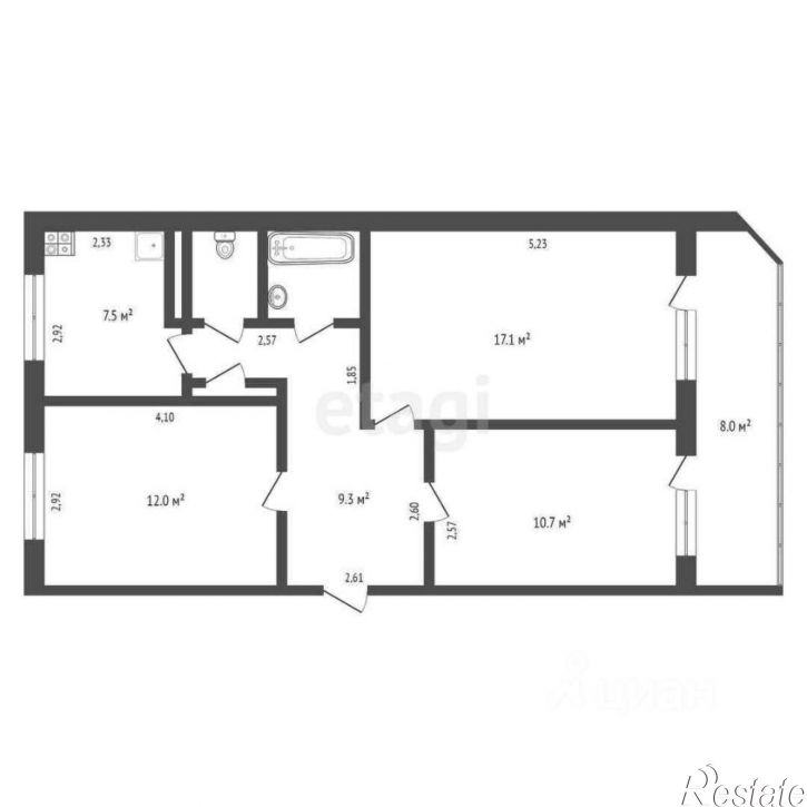 3-комн квартира улица Декабристов, 17,  д. 17