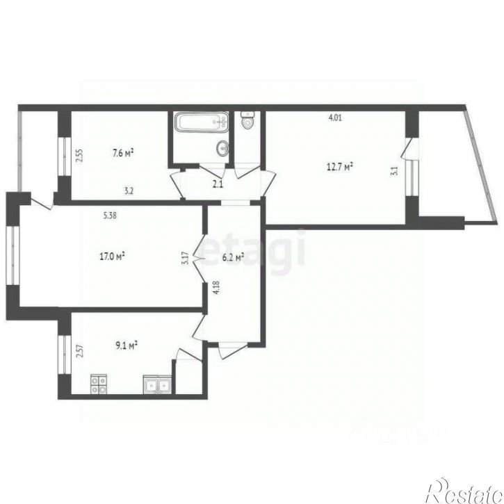 3-комн квартира улица Героев Сталинграда, 1,  д. 1