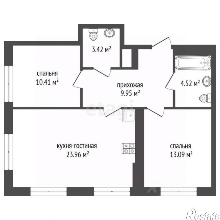 2-комн квартира пр-кт Александра Суворова, 97,  д. 97