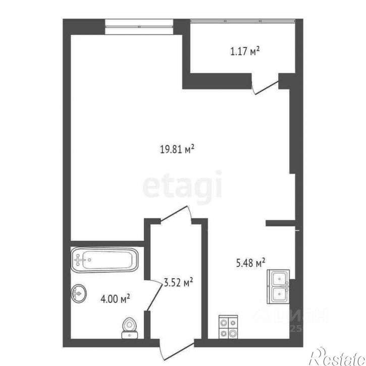 1-комн квартира улица Бородина, 4,  д. 4