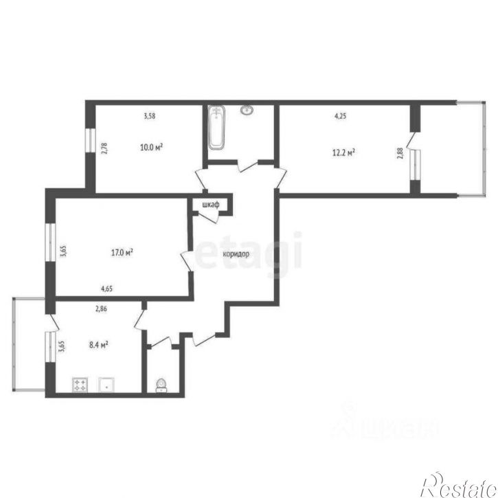 3-комн квартира улица Чернышевского, 23,  д. 23