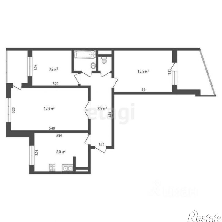 3-комн квартира Ростовская улица, 17,  д. 17