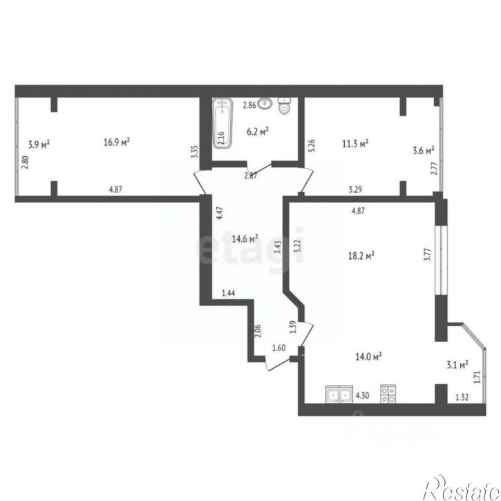 3-комн квартира Дачная улица, 39,  д. 39