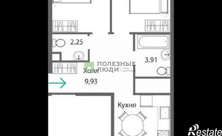 2-комн квартира ул Киевская, 1,  д. 1