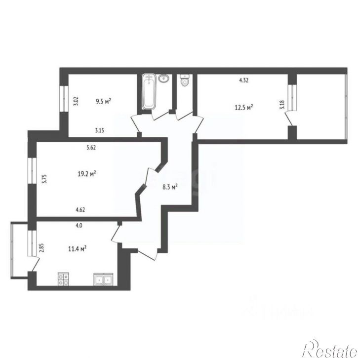 3-комн квартира Тупой пер, 3,  д. 3