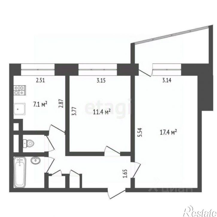 2-комн квартира улица Лермонтова, 13А,  д. 13А