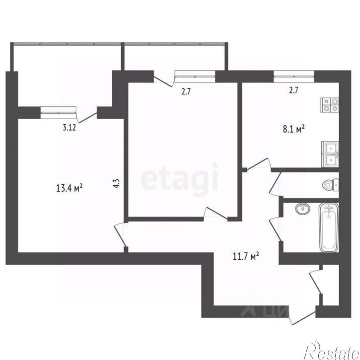 2-комн квартира ул Куйбышева, 86,  д. 86