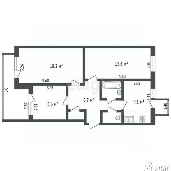 3-комн квартира Пахотная улица, 1,  д. 1