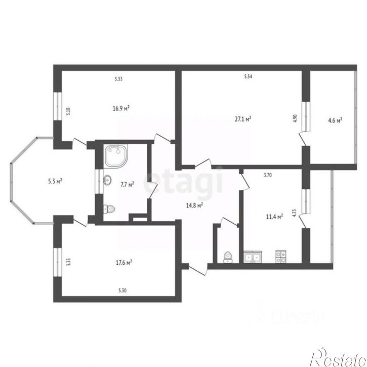 3-комн квартира ул Кавказская, 11,  д. 11