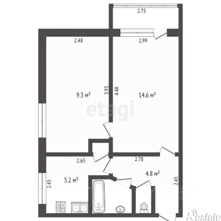 2-комн квартира ул Поповкина, 35,  д. 35