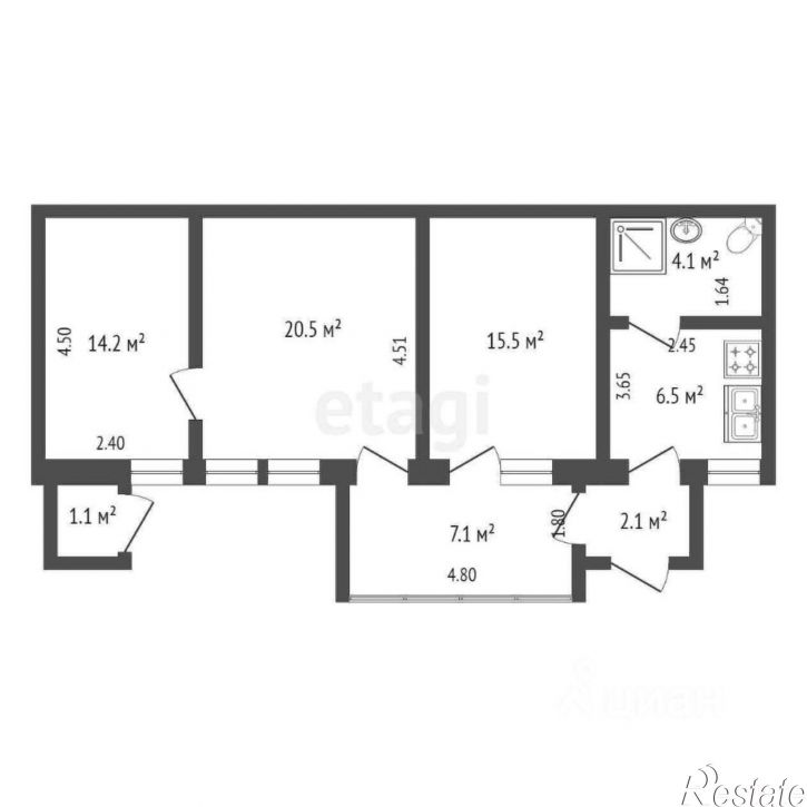 3-комн квартира ул Футболистов, 101,  д. 101