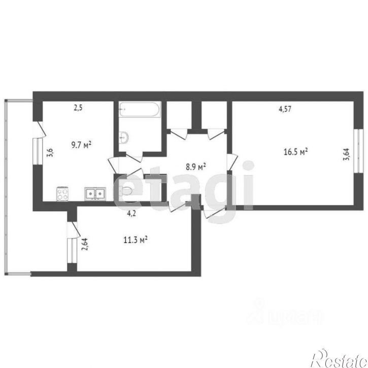 2-комн квартира Пахотная улица, 1,  д. 1