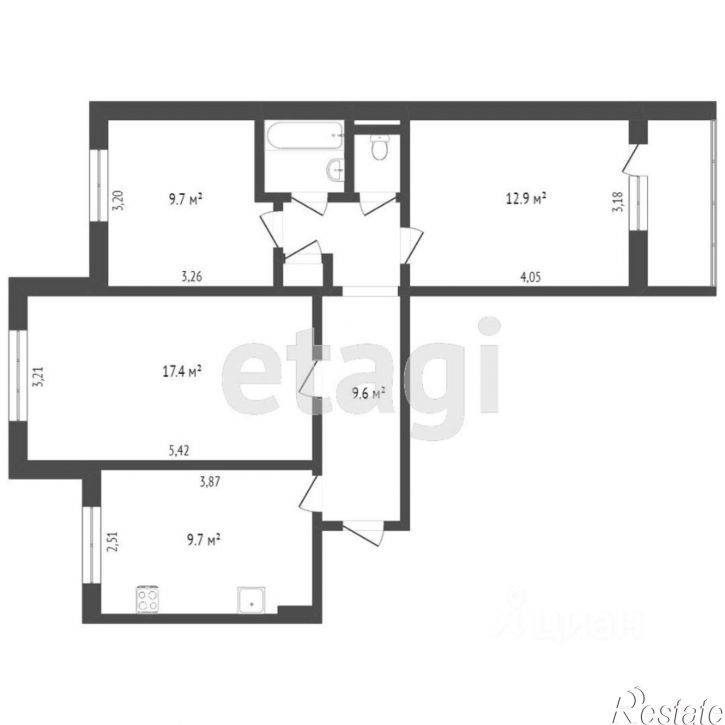 3-комн квартира ул Куйбышева, 86,  д. 86