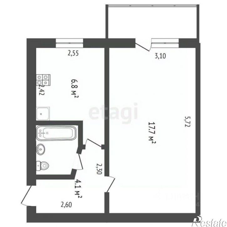 1-комн квартира ул Ростовская, 17,  д. 17