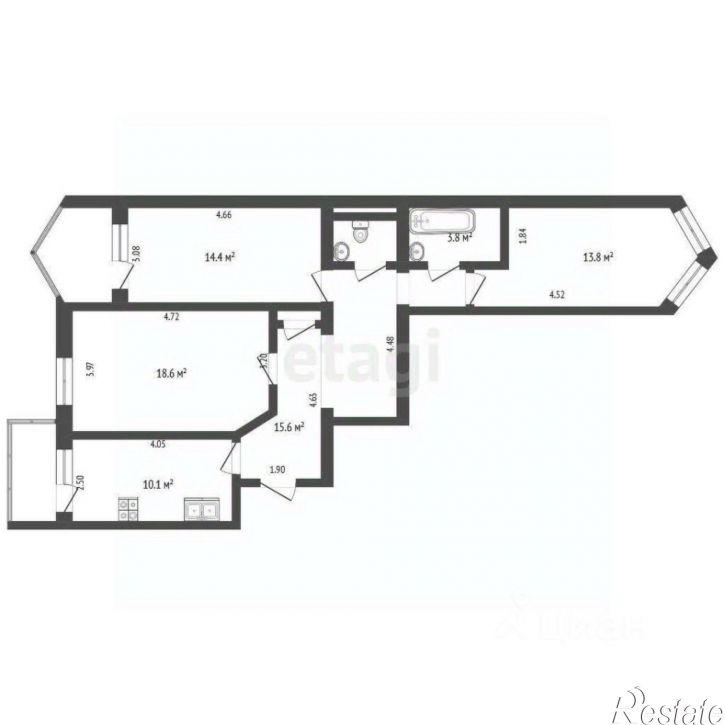 3-комн квартира улица Кантар, 3,  д. 3