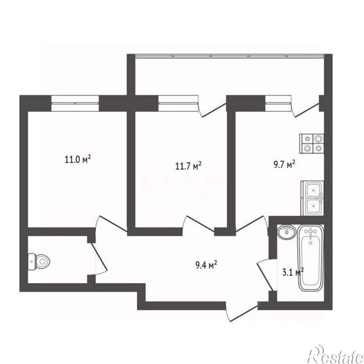 2-комн квартира пр-кт Александра Суворова, 97,  д. 97