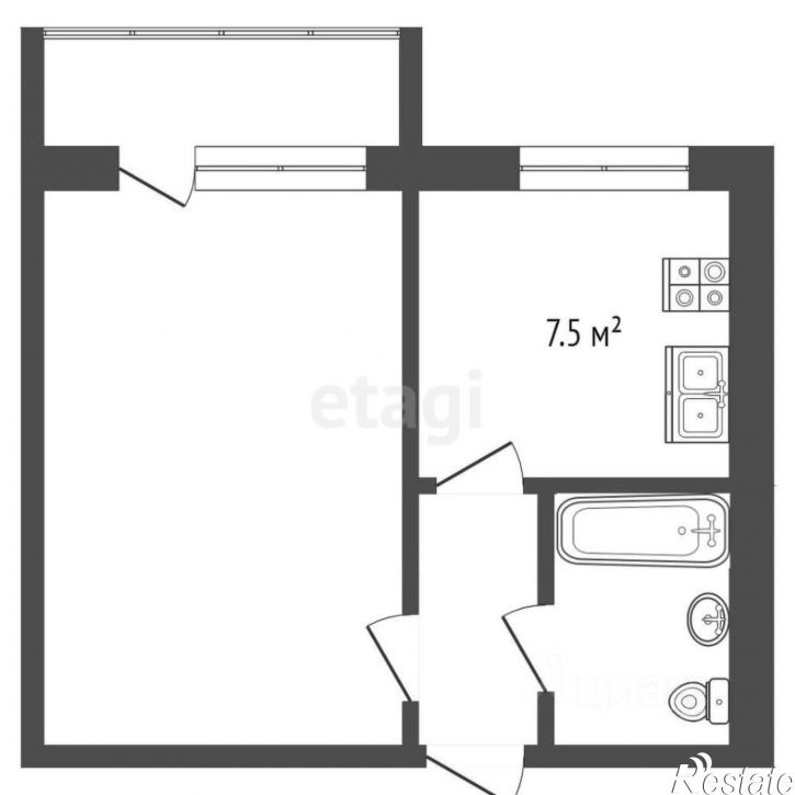 1-комн квартира улица Крымских Партизан, 3А,  д. 3А