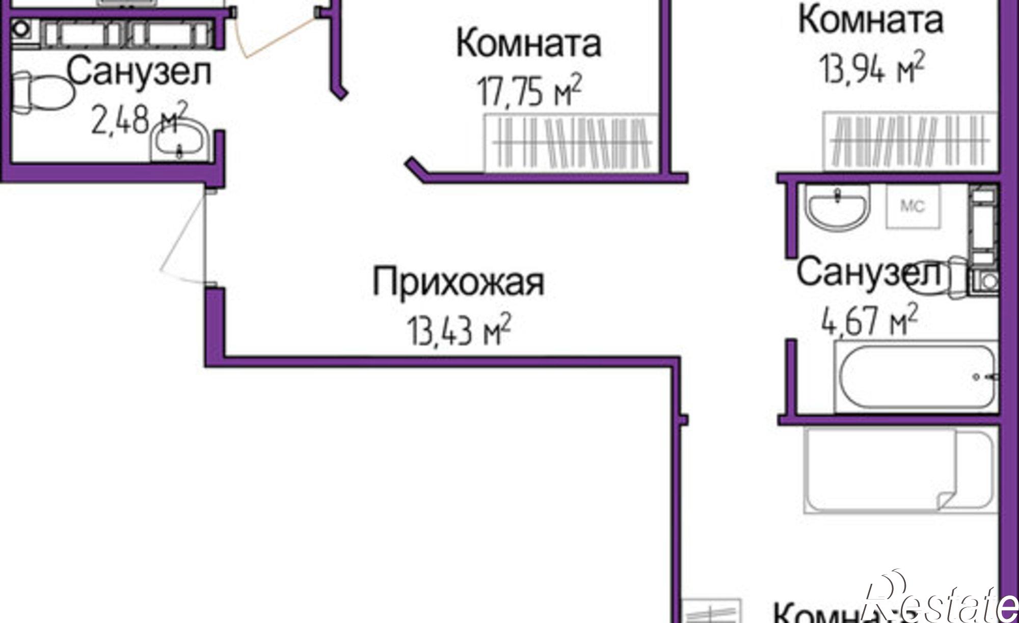 Купить квартиру за 12 500 000 рублей на ул Батурина, 107а