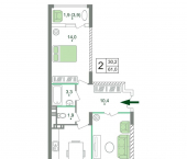 2-комн, 61 кв м, этаж 19/19 Мраморный пер, 38