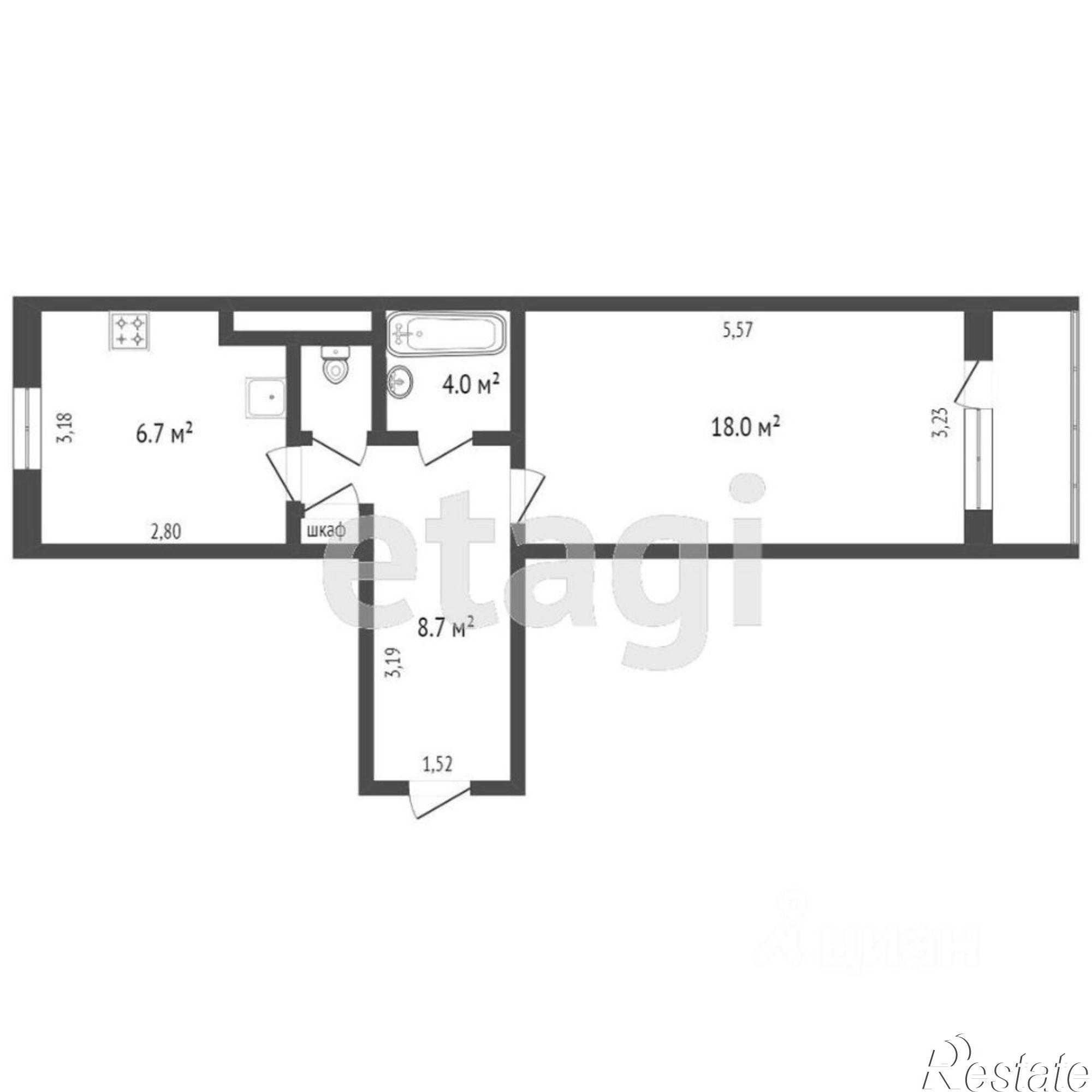 Купить квартиру за 6 900 000 рублей на Ковыльная улица, 25