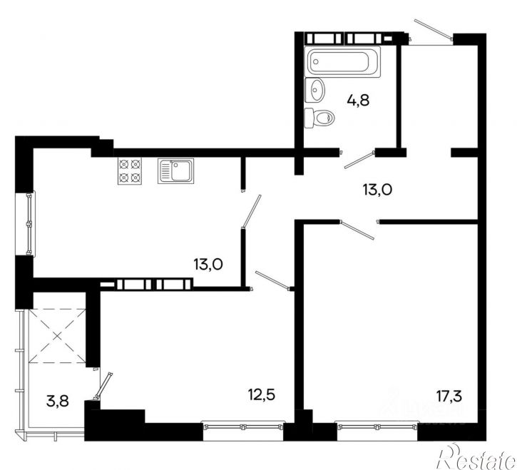 2-комн квартира в новом доме ул Севастопольская, 41,  д. 41