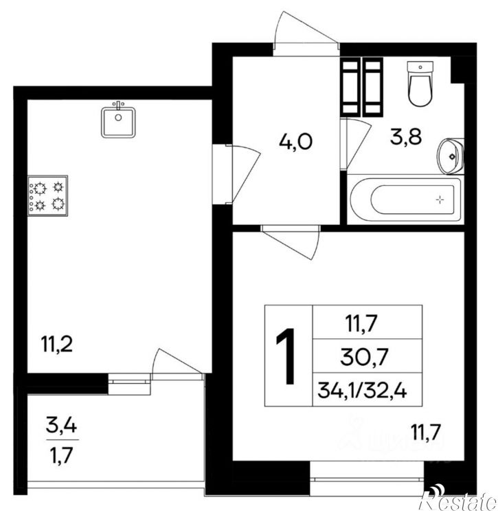 1-комн квартира в новом доме улица 51-й Армии, 124,  д. 124