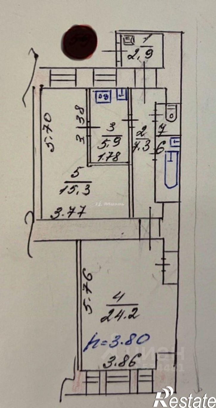 2-комн квартира ул Екатерининская, 42,  д. 42