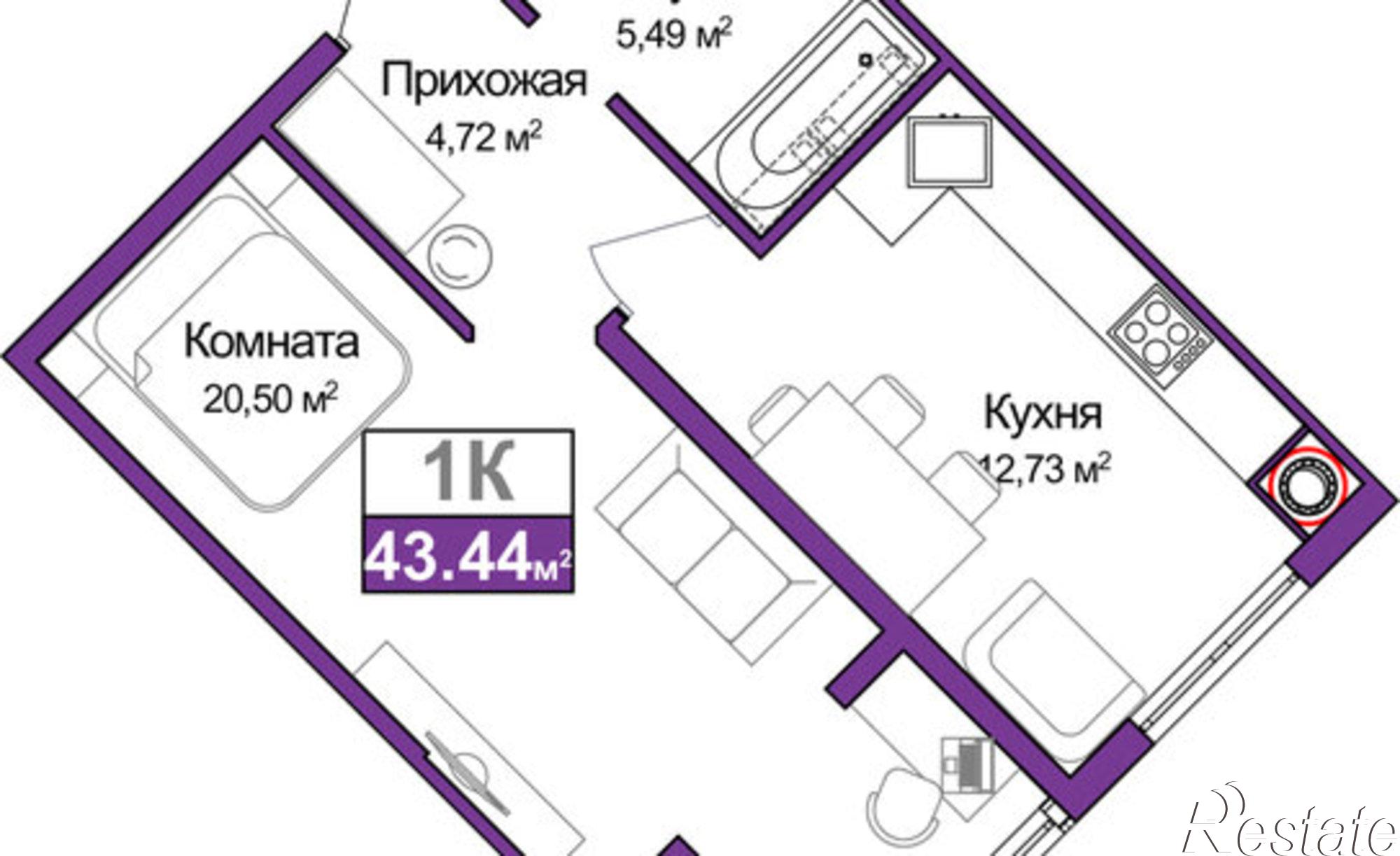 Купить квартиру за 7 180 000 рублей на ул Батурина, 107а