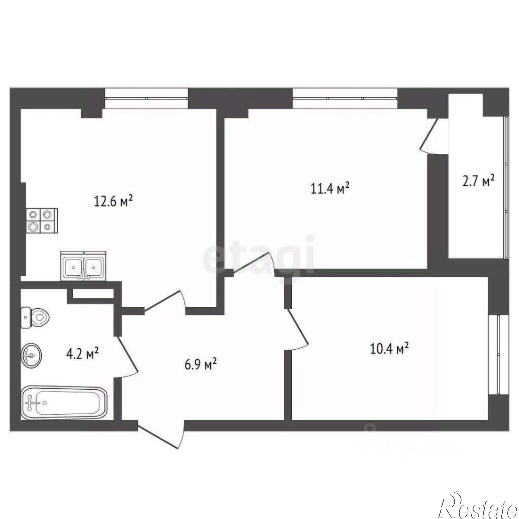 Купить квартиру за 6 312 000 рублей на ул Аэрофлотская, 5