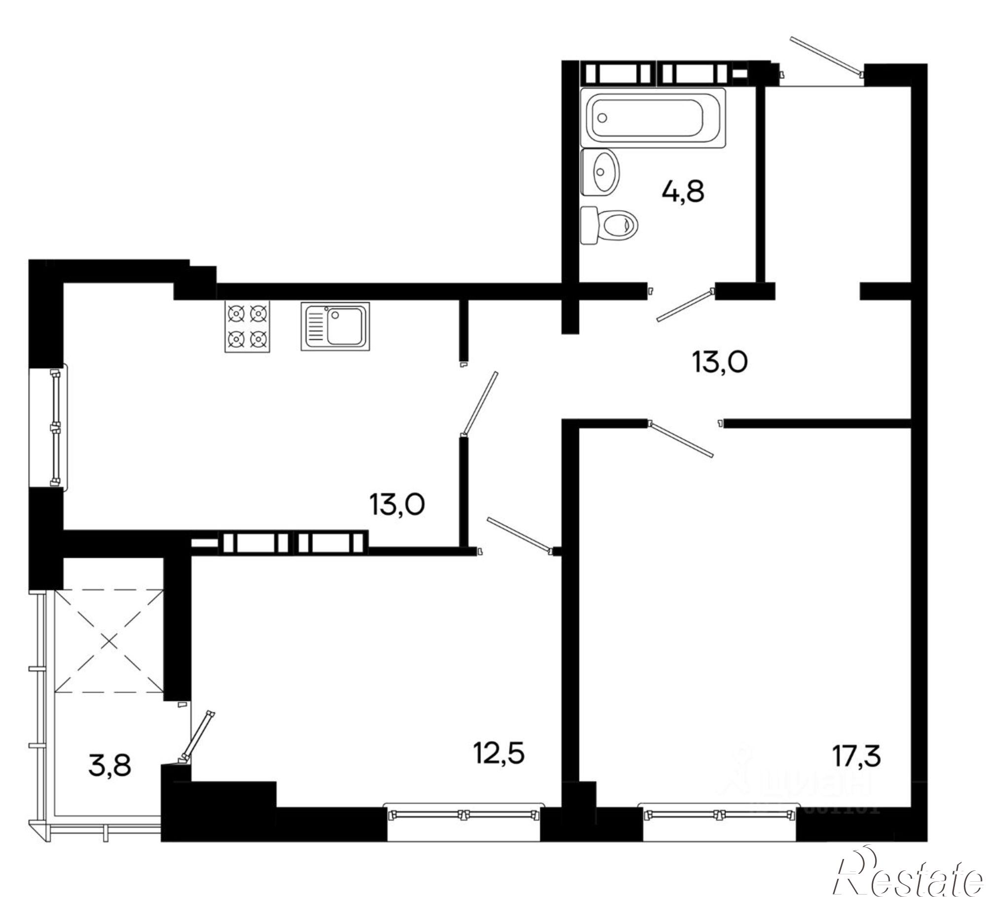 Купить квартиру за 10 304 000 рублей на ул Севастопольская, 41