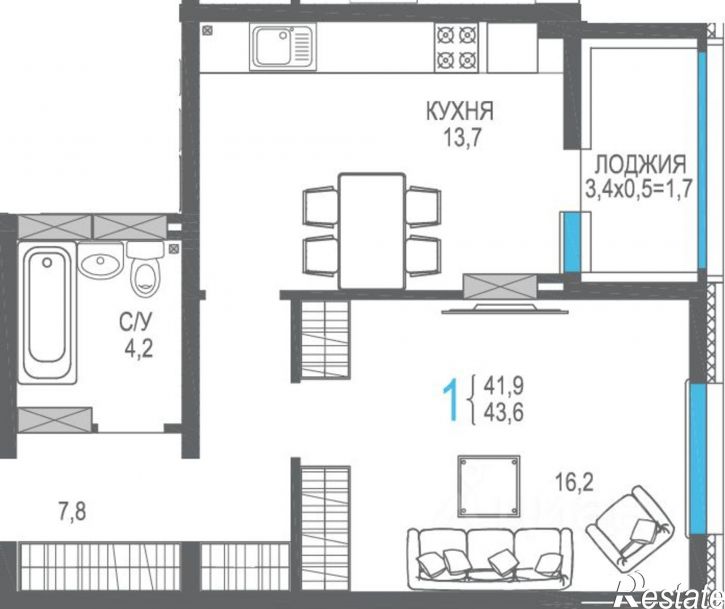 1-комн квартира в новом доме улица Трубаченко, 21,  д. 21