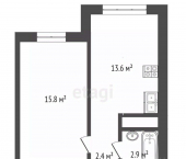 1-комн, 34кв м, этаж 4/4 Ковыльная улица, 25