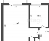 2-комн, 42кв м, этаж 4/5 улица Никанорова, 9