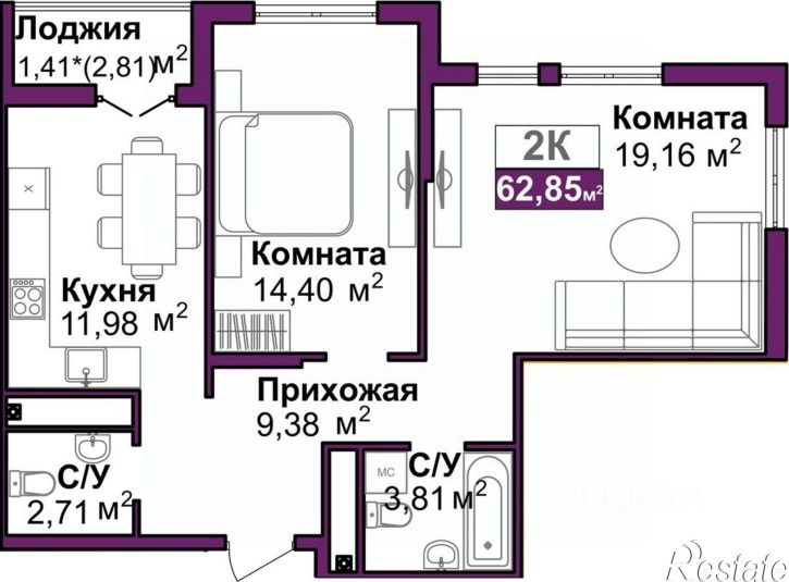 2-комн квартира в новом доме ул Козлова, 182/2,  д. 182/2