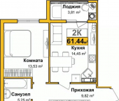 2-комн, 58 кв м, этаж 6/9 улица Батурина, 147