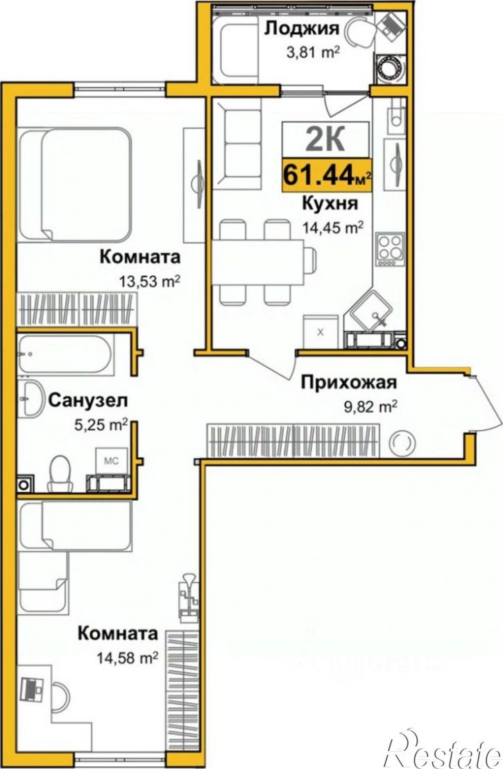 2-комн квартира в новом доме улица Батурина, 147,  д. 147