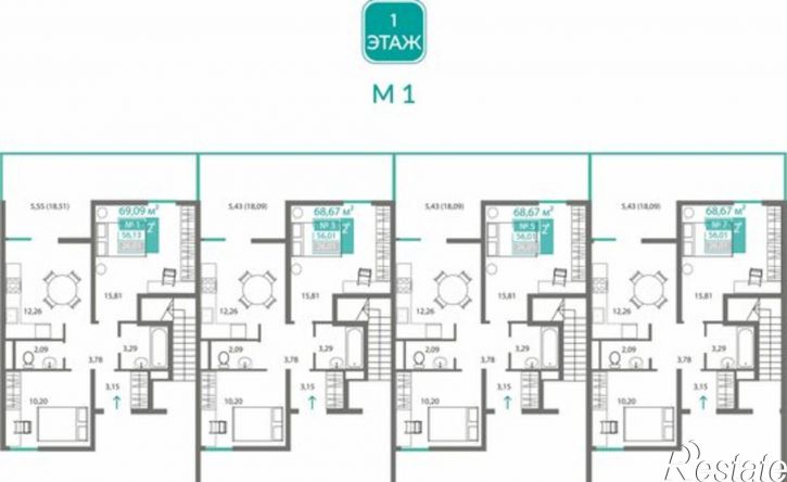 2-комн квартира в новом доме Лавандовый переулок, 1
