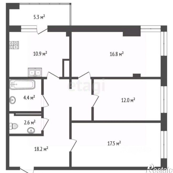 3-комн квартира в новом доме ул Севастопольская, 41,  д. 41