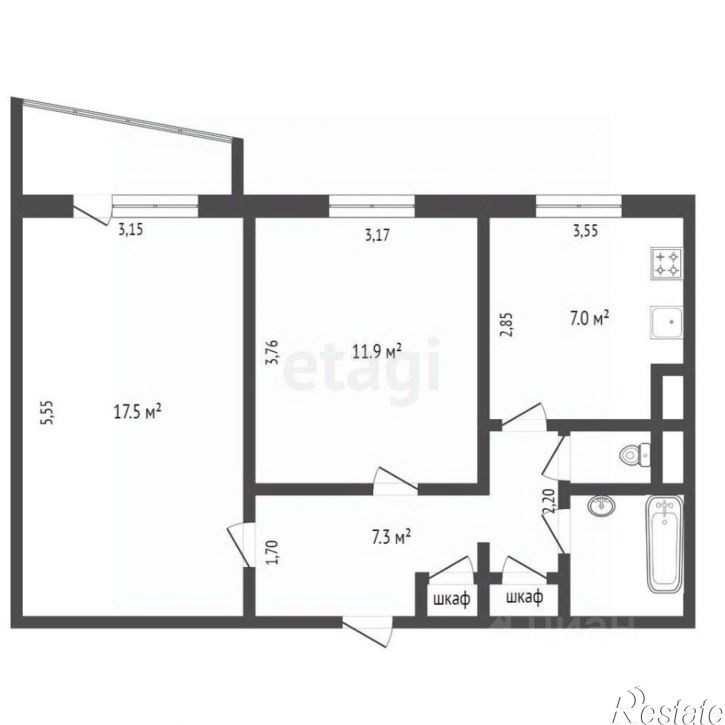 2-комн квартира ул Героев Сталинграда, 4Д,  д. 4Д