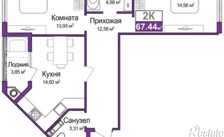 2-комн квартира в новом доме ул Козлова, 182/3,  д. 182/3