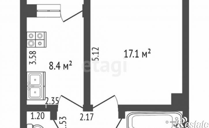 1-комн квартира Луговая улица, 6Ж к2,  д. 6Ж к2