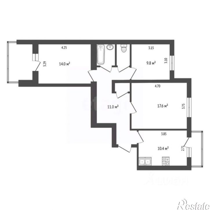3-комн квартира ул Декабристов, 14/28,  д. 14/28