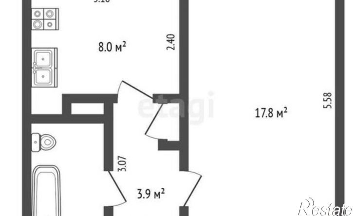 1-комн квартира ул Куйбышева, 29,  д. 29